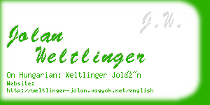 jolan weltlinger business card